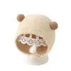 Touca de Bebê Outono Inverno Meninos Meninas Proteção para Orelhas Estilo Inverno Pom-Pom Pequeno Fofo Proteção contra Vento Quente Tricô Touca de Cabeça