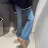 Calça Jeans Azul Stretch Bootcut Feminina Nova Coleção Primavera Verão 2025 Cintura Alta Skinny Perna Larga Flare Longa