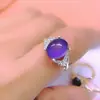 Anillo de piedra sensible a la temperatura transfronterizo Europa y Estados Unidos con cruz multi-diamante microincrustada con cambio de temperatura corporal variedad de colores anillo nicho alto
