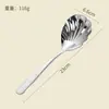 Colher de Servir em Aço Inoxidável 304, Colher Pública com Cabo Martelado, Elegante Colher de Sopa Grande em Formato de Concha para Buffet de Hotel