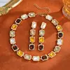 Conjunto de Brincos e Colar de Diamante Prata Vintage Usado Corrente de Clavícula Retro Europeu e Americano Luxo Acessível Joias de Alta Qualidade