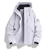 Chaqueta Cortavientos para Exteriores Otoño Invierno Tres en Uno con Forro Polar con Capucha Cálida Engrosada Moda Parche Traje de Montañismo