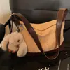 Bolsa Grande para Mujer, Gran Capacidad, Bolso de Viaje Relajado y Versátil para Otoño e Invierno, Bolso Cruzado de Gamuza para Mujer Color Sólido Retro Casual