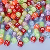 A-Z Cubos Transparentes 6*6 Letras Individuales Cuentas DIY Accesorios para Joyería Cuentas Inglesas de Colores Educativas para Niños Sueltas