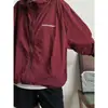 Chaqueta con capucha protectora del sol para hombre, estilo ins, para primavera y otoño, nueva tendencia coreana, retro, holgada, casual, chaqueta fina roja