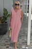 Amazon Cross-Border Roupas Femininas 2026 Europeu e Americano Cross-Border Novo Produto de Verão Vestido de Algodão e Linho com Amarração nas Costas e Mangas Vazadas