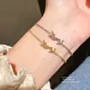 Pulsera de Cadena Carta Transfronteriza Europea y Americana, Pulsera de Estilo de Moda Simple Retro, Lujo Ligero, Sensación de Gama Alta, Accesorio de Mano Versátil para Mujer