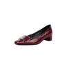 Zapatos de Mujer Elegantes y de Moda 2026 Estilo Nuevo Punta Cuadrada Tacón Medio Grueso Sin Cordones Zapatos de Piel con un Refinado Diseño Bajo