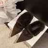 Pelúcia Inverno Francês Bico Fino Slip-on Mais Veludo 2026 Pessoa Preguiçosa Cobertura de Cabeça Meia Chinelo Chinelos de Algodão Femininos Novo Estilo Quente