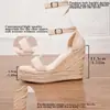 Sandálias de Palha com Salto Anabela e Plataforma Transfronteiriças da Amazon, com Tira no Tornozelo, Simples, Tecidas com Corda de Cânhamo, Estilo Europeu e Americano, Sapatos Femininos da Moda