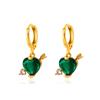 Aretes Transfronterizos Calientes de Corazón de Cupido Europeo Americano ins Aretes Perforadores de Flecha Celebridad de Internet Color Melocotón Aretes de Corazón Mujer
