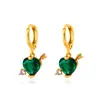 Aretes Transfronterizos Calientes de Corazón de Cupido Europeo Americano ins Aretes Perforadores de Flecha Celebridad de Internet Color Melocotón Aretes de Corazón Mujer