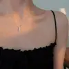 Colar Duplo Longo Geométrico de Um Caractere para Meninas Exquisito Simples Estilo Ins Luxo Leve Nicho High-end Corrente para Clavícula de Raio