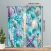 Cortinas Criativas de Verão Transfronteiriças com Estampa de Linhas do Mar, Conchas e Corais para Decoração de Ambiente de Sala de Estar e Quarto