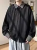 Moletom listrado adolescente, casaco pesado masculino, estilo streetwear americano, nova coleção de outono 2026, gola polo patchwork