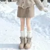Falda Corta de Felpa de Lana de Cordero Ajustada al Cuerpo para Mujer, Nueva Falda de Línea A de Cintura Alta para Otoño e Invierno que Cubre el Cuerpo y Te Hace Ver Más Delgada, Falda de Felpa Teddy