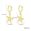 Aretes de Clip para Oreja de Estrella de Mar Pequeña, Pendientes de Moda Transfronterizos, Aros Redondos Versátiles de Acero Inoxidable Chapados en Oro de 18 Quilates, Estilo Simple, Accesorios para Orejas al por Mayor