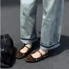 Zapatos planos de ante con estampado de leopardo y punta fina para mujer, nuevos zapatos planos retro de punta redonda con una sola tira, tipo ballet Mary Jane, 2026