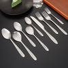 Juego de Cubiertos de Acero Inoxidable, Cuchara Apuntada Engrosada, Cuchara Redonda, Tenedor, Tenedor para Plato Principal de Filete de Hotel Estilo Occidental, Cucharita de Café con Mango Largo
