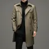 2025 Nueva Chaqueta Cortavientos de Invierno para Hombre Larga Hasta la Rodilla Cálida Cuello Traje Lana Forro Desmontable Chaqueta para Hombre de Mediana Edad
