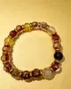 Templo El Más Vendido Pulsera de Cuenta Única de Esmalte de Colores Multi-Tesoro con Lámina de Oro Atracción de Riqueza Pulsera Más Vendida de Suministro Directo