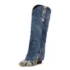 Botas de Tacón Alto Grueso Estilo Europeo y Americano para Otoño e Invierno, Botas de Mujer Talla Extra Grande, Botas Martin Puntiagudas, Tallas 34-50, Botas de Piel, Botas de Caña Alta Talla 48