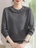 Suéter Nuevo de Punto Elegante de Otoño para Mamá, Top de Moda Holgado para Mujeres de Mediana Edad, Ropa de Abrigo Base