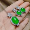Colar pingente ovo de pombo de jade natural cravejado em prata 925 brincos pingente de calcedônia livro vermelho pequeno conjunto de duas peças