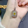 Pingente em Prata Esterlina 925 com Safira Amarela Natural Inlaid Pedra Principal 5x7mm Venda Direta da Fábrica Quente na Europa e América para Mulheres