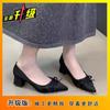 Flats de Mujer 2025 Otoño e Invierno Nuevo Estilo Lazo Satén Slip-On Estilo Noche Punta Afilada Tacón Bajo Tacón Grueso Tacones Altos