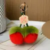 Charme de Bolsa Pequeno de Caqui de Pelo de Coelho Chaveiro Pom-Pom Outono e Inverno Pingente de Pelúcia da Sorte Ornamento de Boa Sorte