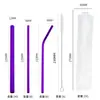 Amazon transfronterizo acero inoxidable 304 pajilla color titanio plateado café té de leche bebida pajilla metálica extendida juego