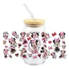 Mickey Mouse Transfer UV DTF Cristal Transparente Copo de Vidro com Adesivo 16oz Especial À Prova d'Água Resistente a Arranhões Atacado Transfronteiriço