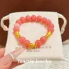 Pulsera de Caramelo de Piedra de Hibisco Natural con Forma de Pata de Gato Año del Rata Pulsera de Moda Exquisita de Gama Alta Regalo para Novia Mejor Amiga