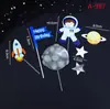 Decoração de bolo astronauta plug-in planeta Aeroespacial aeronave homem do espaço foguete acessórios de panificação de aniversário