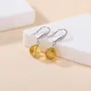 Pendientes Geométricos de Cristal Natural Plateado Yilu Plata de Ley S925 Cristal Amarillo Torre Bolas Chapadas en Oro Pendientes con Gancho Redondo Listos en Stock