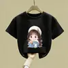 Camisetas de Verano de Manga Corta para Niñas, Nuevo Estilo, Lindas, Estilo Coreano, de Verano, Media Manga, Algodón Puro, Estampadas, Modernas, para Niños Pequeños y Medianos