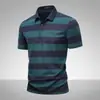 Jeep Spirit El Nuevo Estilo de Verano de Jeep Camisa Polo para Hombre de Solapa Rayada, Camiseta Casual Transpirable de Tacto Frío de Manga Corta