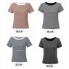 Camiseta Feminina Retro Americana Listrada de Manga Curta e Um Ombro Só, Novo Estilo de Verão, Cintura Irregular Ajustável, Slim Fit, Top Tomara-que-Caia
