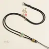 Colgante de Lanyard para Asiento de Loto Tejido a Mano Aventurina Jade Ajustable con Cuerda Colgante de Jade Collar de Cuerda para Colgar Agata