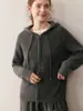 Cárdigan de cachemira con cremallera Otoño e Invierno para mujer Aguja de lingote Con capucha Holgado Grueso Tejido de punto Camiseta interior Chaqueta de estilo corto