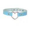 Gargantilla de Cuero Gótico Gargantilla Corazón PU Collar Gargantilla Retro Cuatro Botones Joyería Sexy para el Cuello