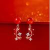 [Jade See Koi] Brincos de Koi Vermelho Advanced Sense 2025 Brincos de Cobra de Ano Novo Brincos Vermelhos de Ano Novo