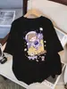 Camiseta Branca de Manga Curta com Desenho de Verão Lightning Warehouse para Mulheres, Corte Solto, Versátil, Marca Moderna, Blusa de Meia Manga para Estudantes, Camiseta Básica Feminina