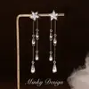 "Pluma de Caída de Estrellas" Pendientes de Borla de Estrella de Doble Uso Estilo Minimalista para Mujer, Accesorios de Oreja Versátiles Únicos y de Alta Gama