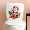 Navidad Dibujos Animados Papá Noel Caja de Regalo Pegatina para Tapa de Inodoro Baño Tapa de Inodoro Atmósfera Festiva Pegatina Decorativa