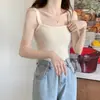 Camisola de veludo mink grossa e quente branca para mulheres, top tube de outono e inverno, top curto de tricô sem mangas