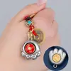 Llavero de garra de gato del zodiaco de plata de imitación, moneda de cinco emperadores, doce zodiaco, palma de gato, llavero giratorio, colgante para coche, pequeño regalo