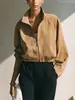 Chaqueta de moda transfronteriza de ante sintético con cuello alto para mujer, chaqueta corta vintage con cremallera para otoño e invierno, chaqueta casual versátil