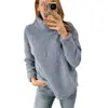Otoño/Invierno 2025 Moda Femenina Europea y Americana de Amazon Transfronterizo Nuevo Sudadera de Color Sólido de Cuello Alto Peluda Top de Felpa para Mujer